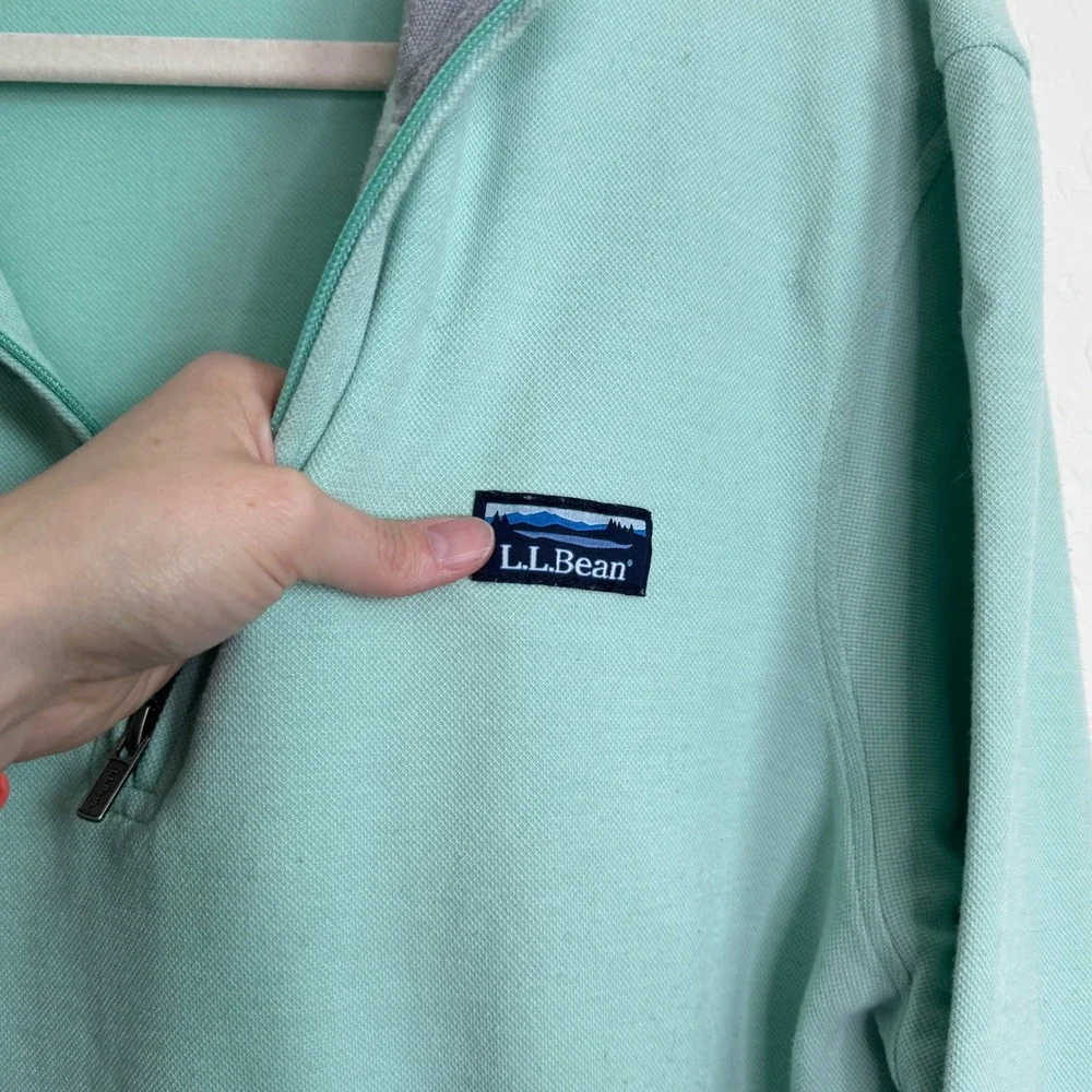 L.L. Bean Mens Large Mint Green Comfort Stretch Performance Quarter-Zip Pullover